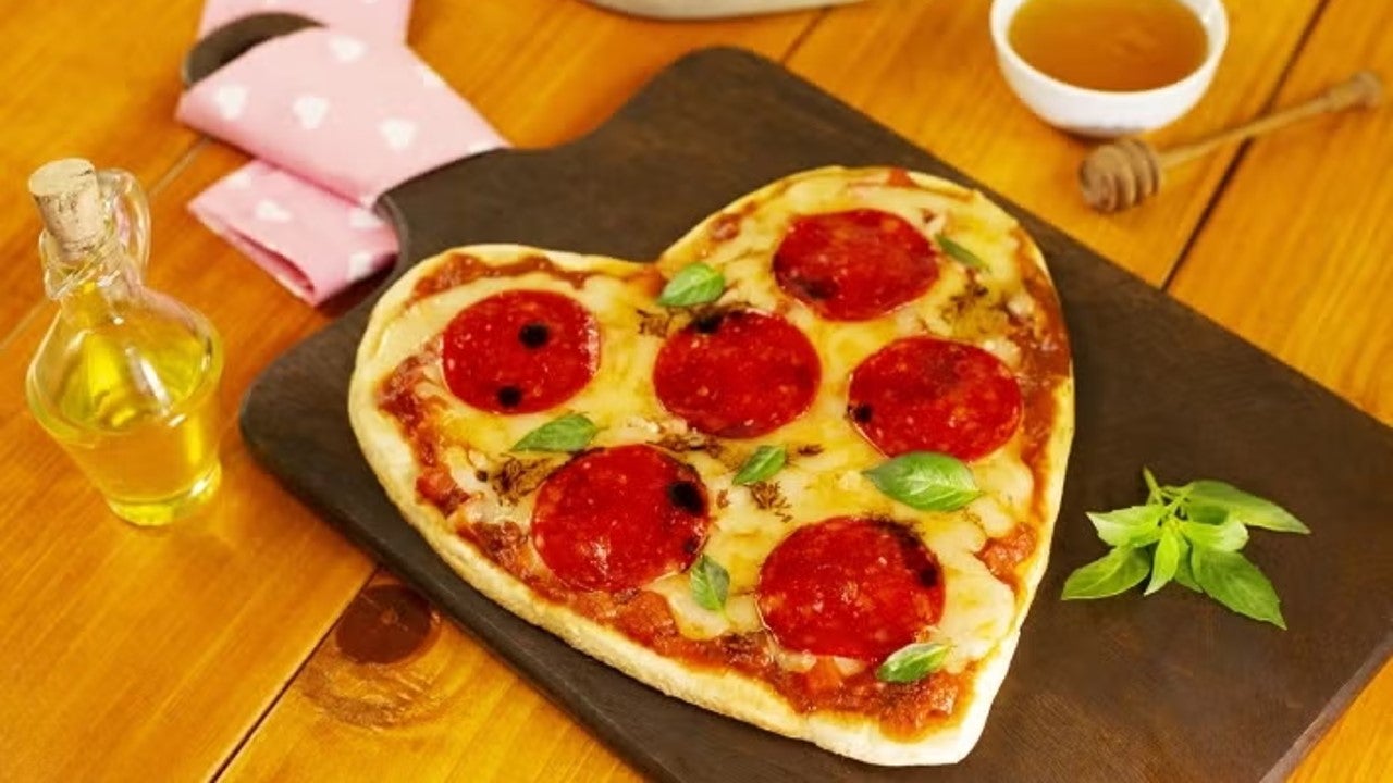 Pizza en forma de corazón
