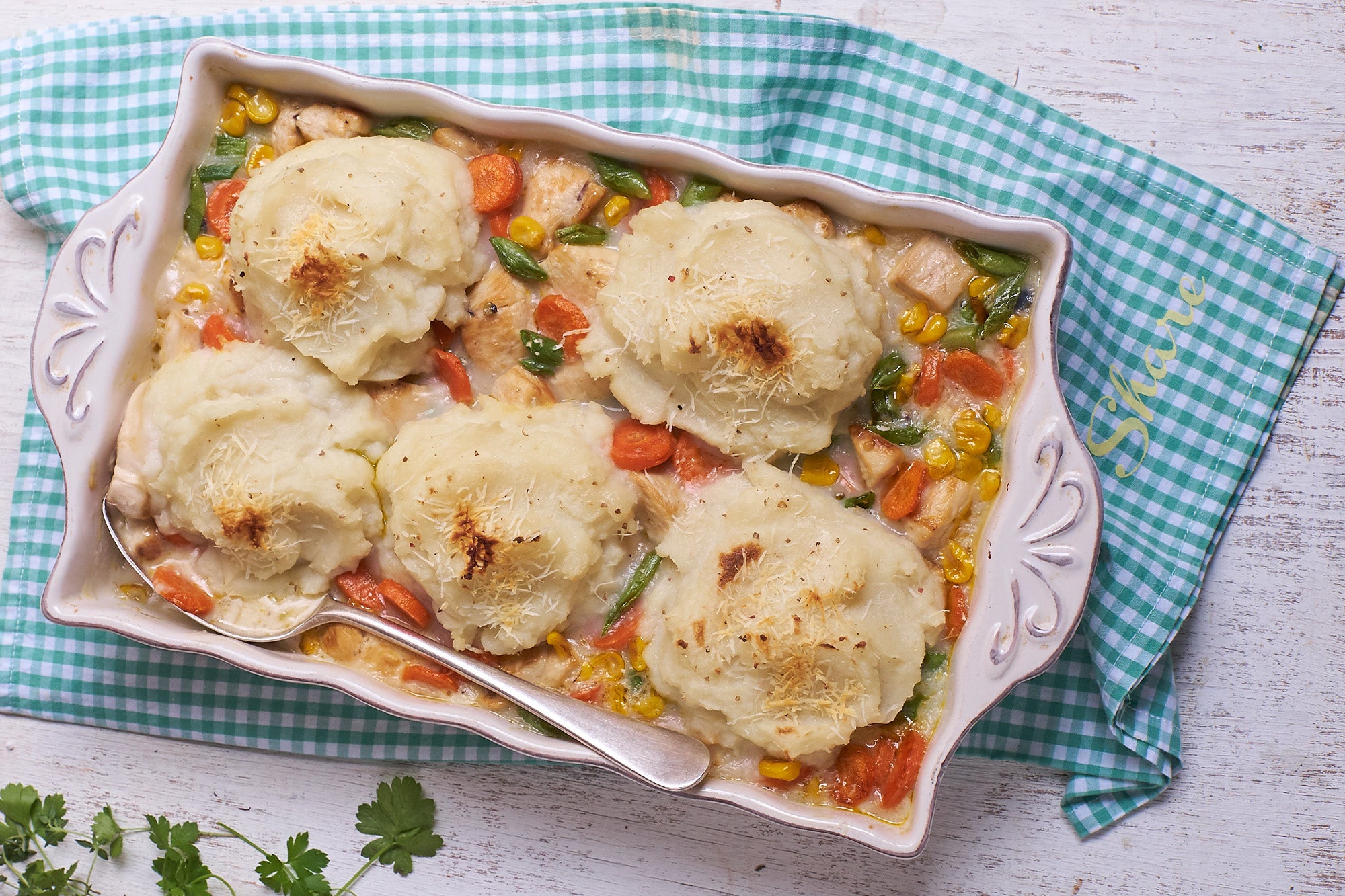Pollo al horno con puré