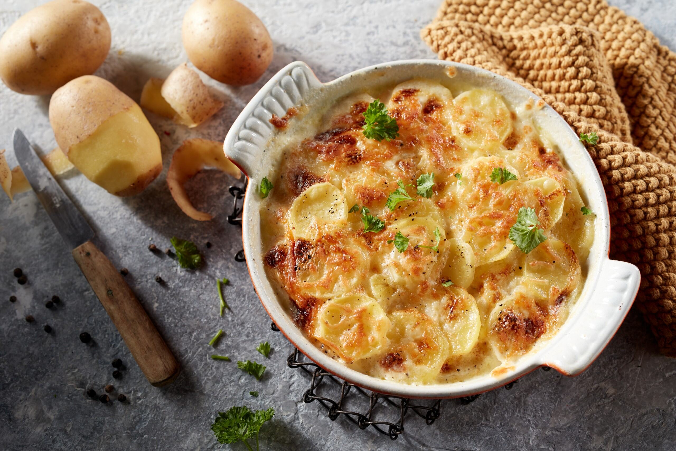 Receta de papas gratinadas sin lactosa