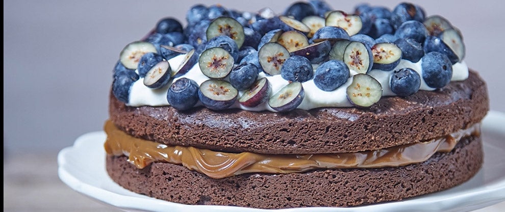Torta Brownie con Arándanos