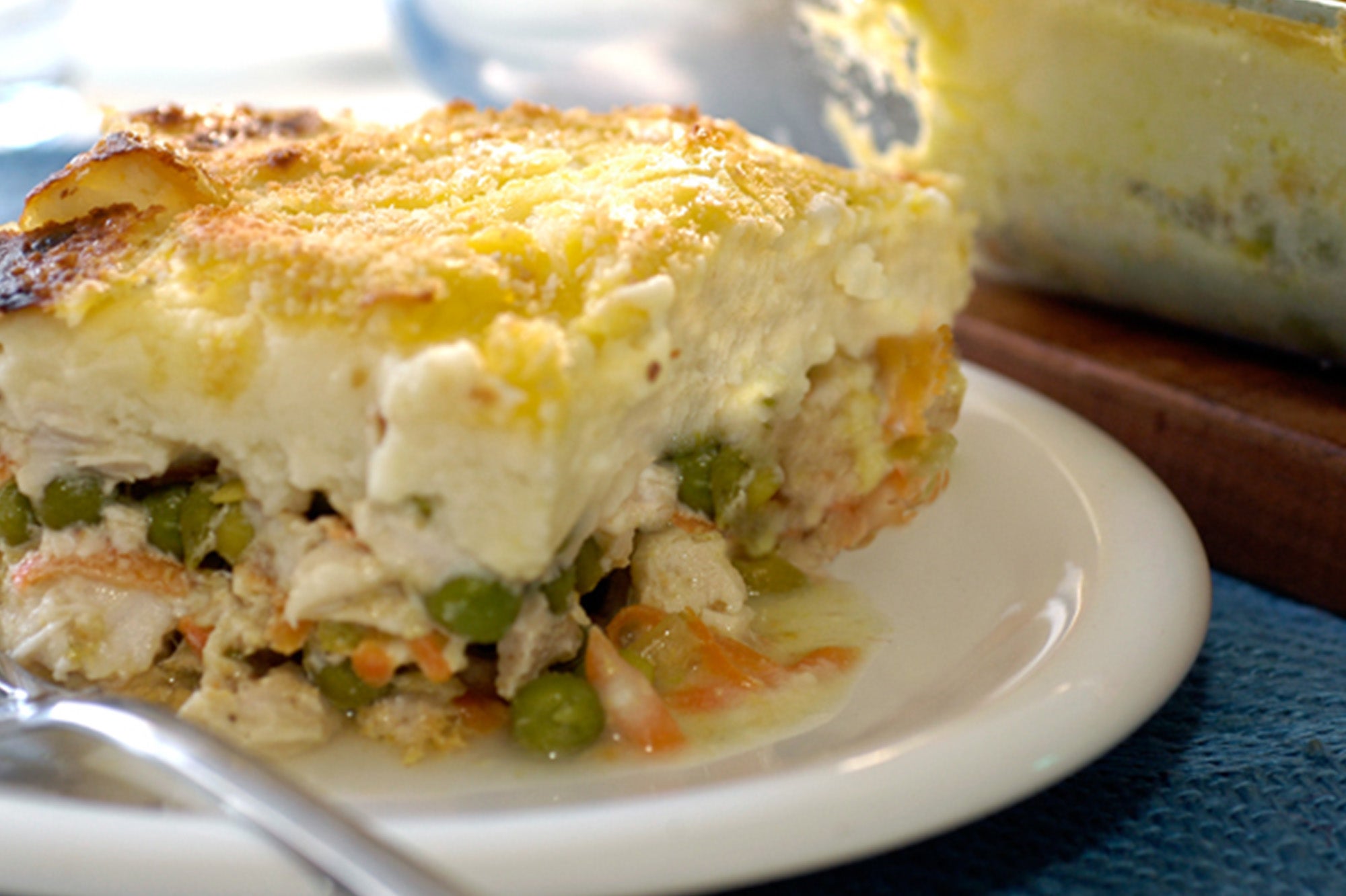 Pastelon de papa y pollo al horno