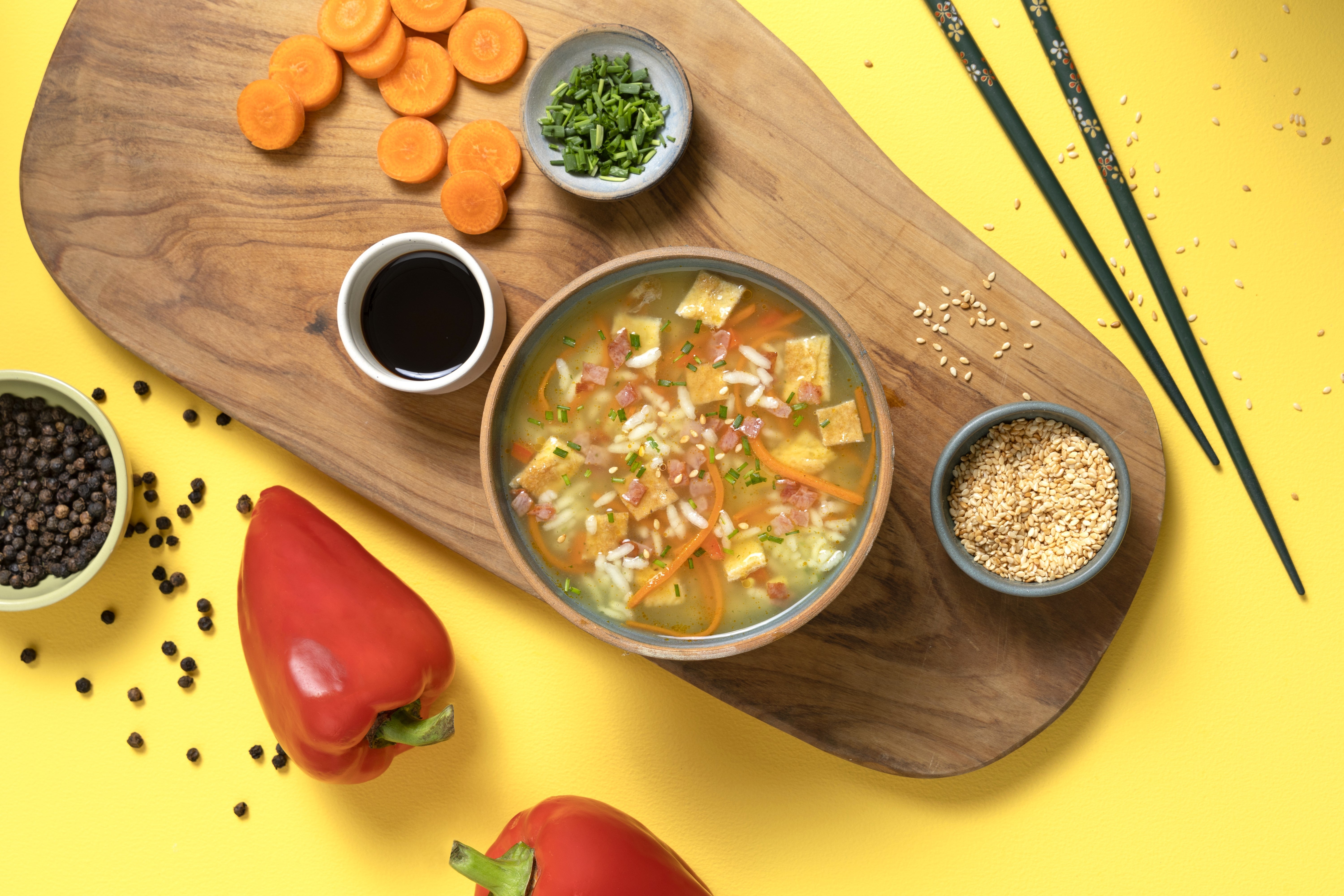 Sopa de Pollo estilo chaufa